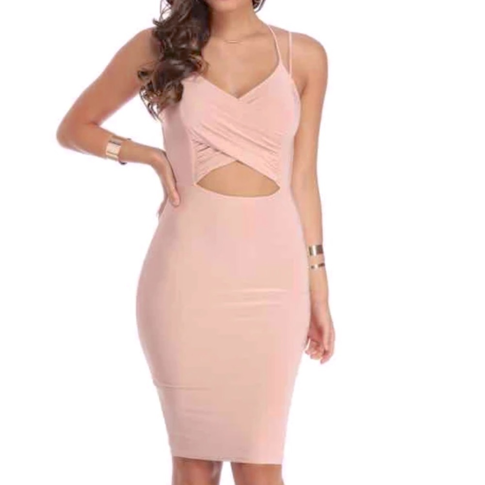 Blush pink Windsor midi dress
